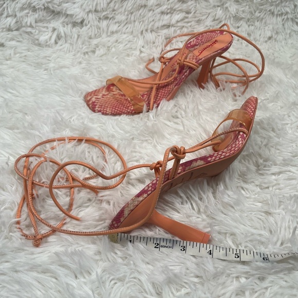 Antonio Melani | Barden Lace-Up Citrus Peach Pink Heels Strappy Sandals - Picture 10 of 10